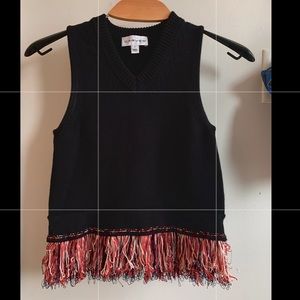 NWOT Carven Sleeveless Black Fringe Top